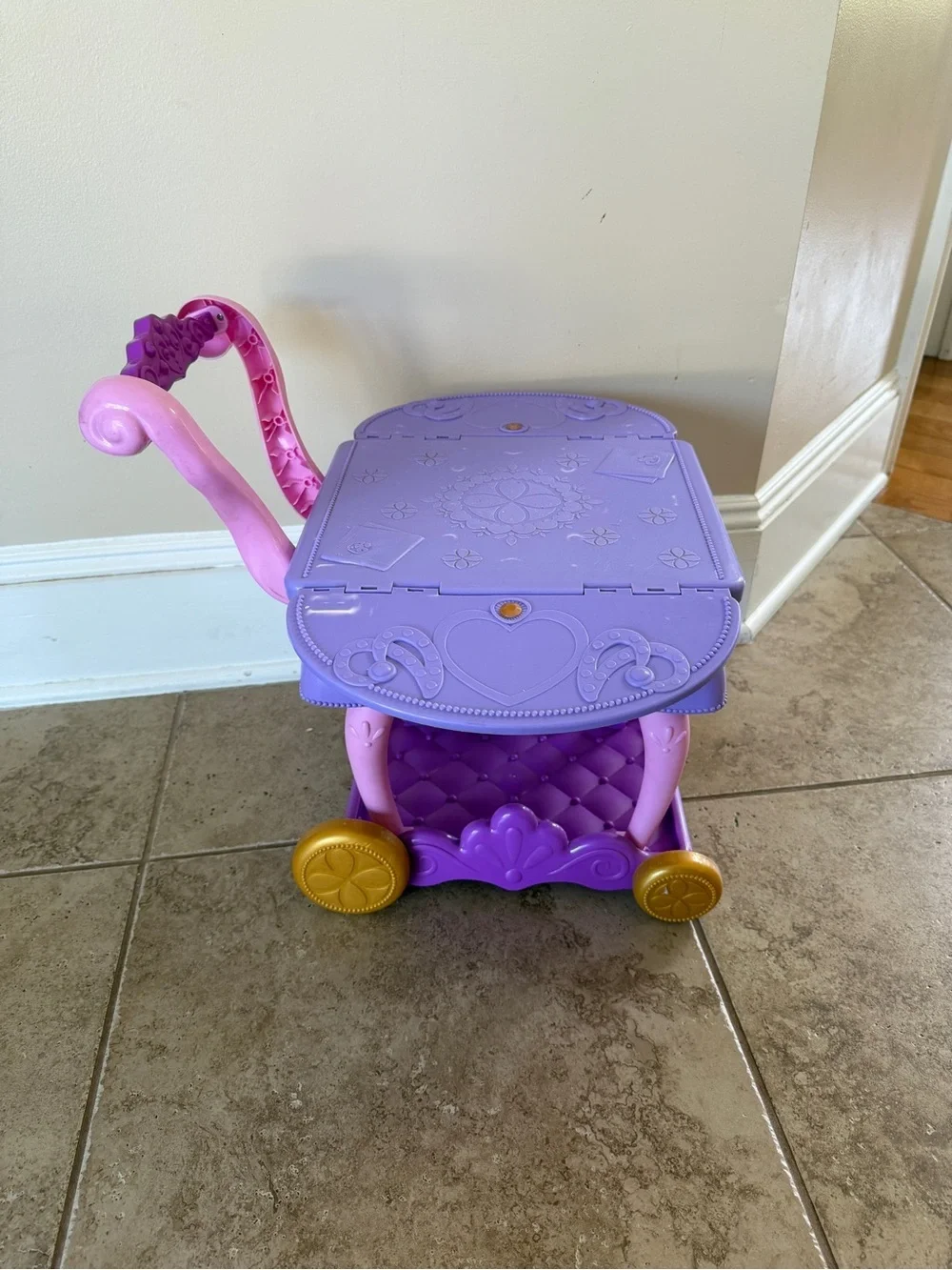 Disney Junior Just Play Sofia the First Purple & Pink Play Cart with Gold Wheels